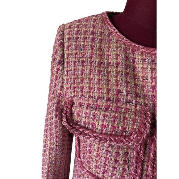 By Anthropologie Slim Tweed Jacket Pink size S Blazer - Picture 15 of 15